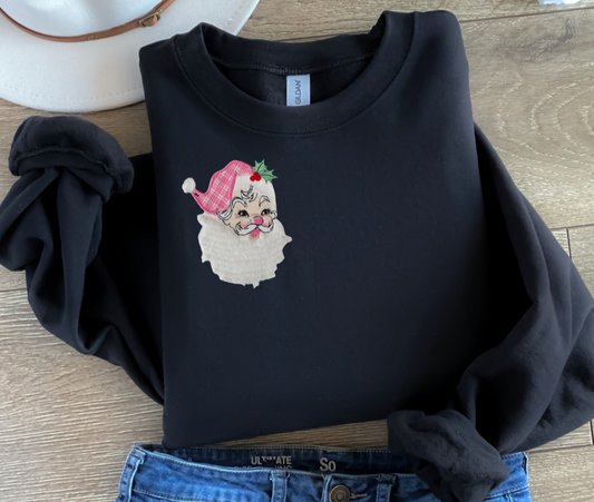 Pink Santa Embroidered Sweatshirt